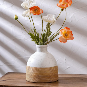 Wood Grain Patchwork Retro Ceramic Flower Arrangement